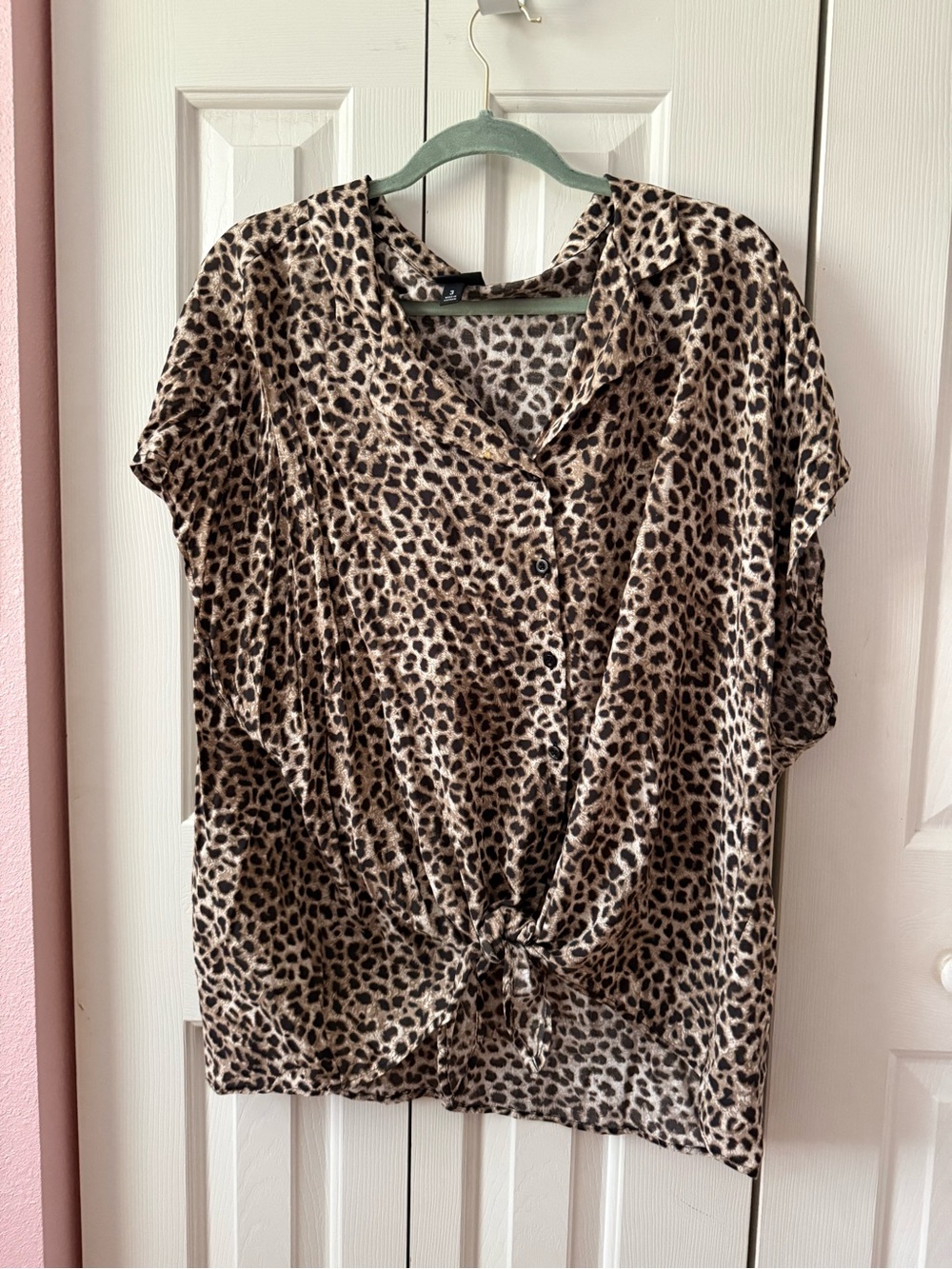 torrid Leopard-Print Knot Front Blouse - Beige/Black